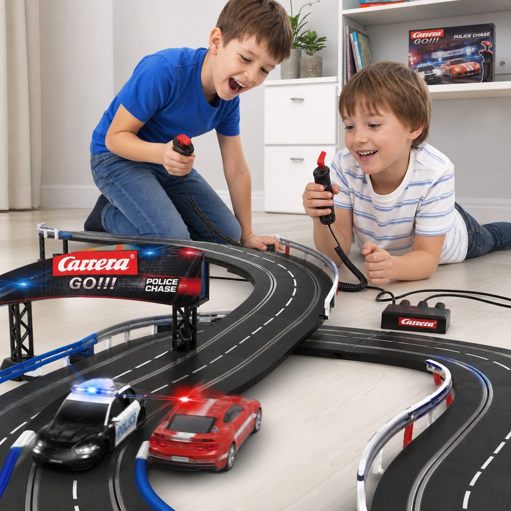 A pursuit-themed race works especially well for children who like to give each vehicle a role, a mission and, before long, a very firm opinion about who was at fault for the crash.