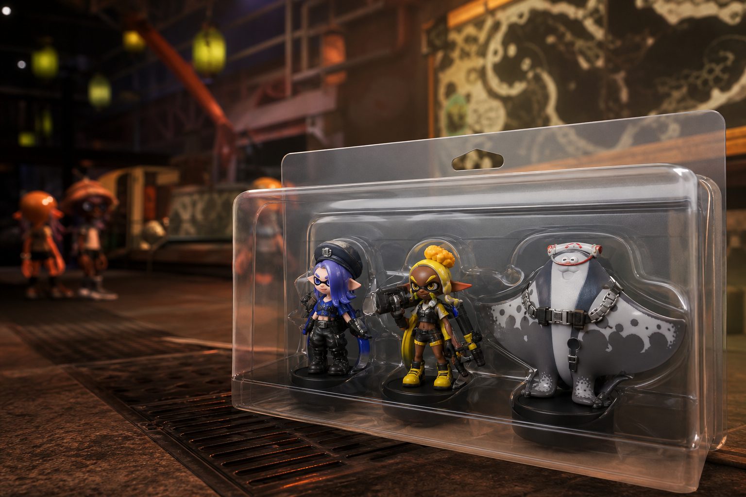 Deep Cut returned in Raider attire for Splatoon Raiders, with Shiver, Frye and Big Man presented as a matched collectible trio rather than three unrelated shelf pieces.