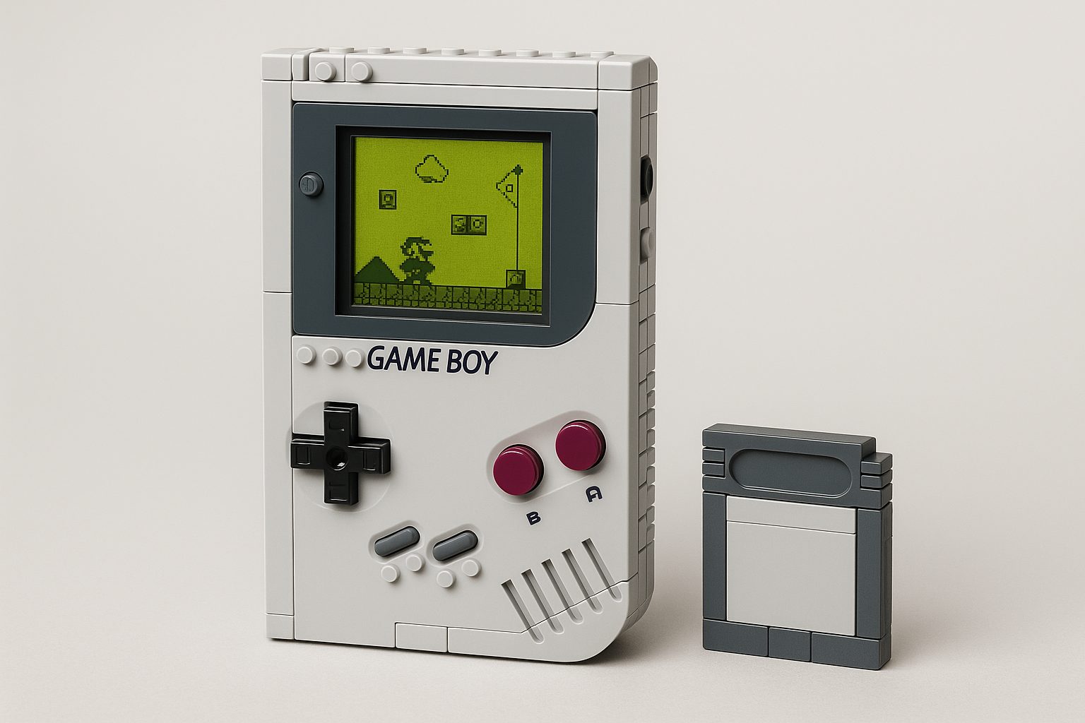 LEGO Game Boy 72046, a life-size brick-built replica of the original Nintendo Game Boy with Mario on screen