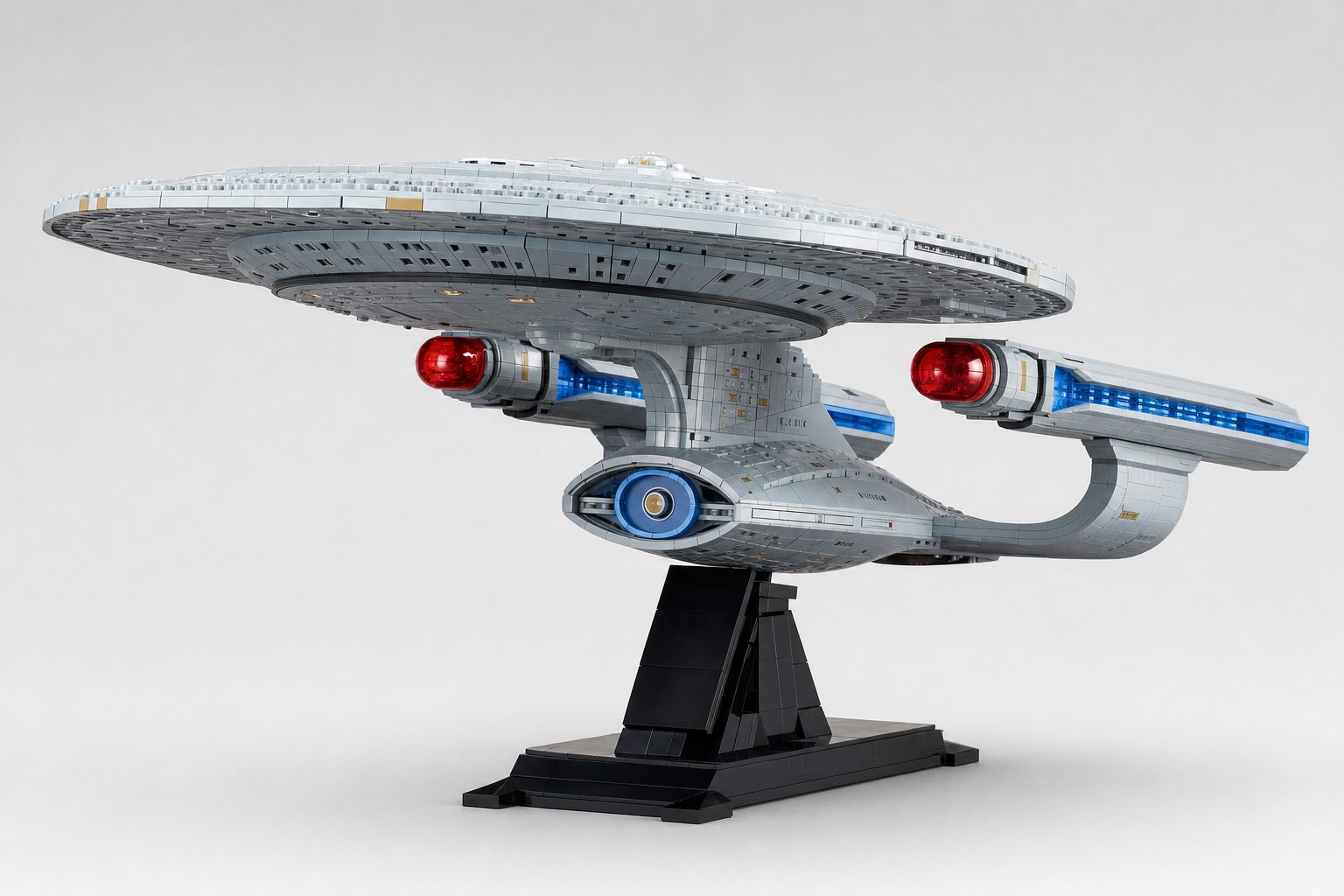 LEGO Icons Star Trek USS Enterprise NCC-1701-D 10356 on its display stand with nameplate