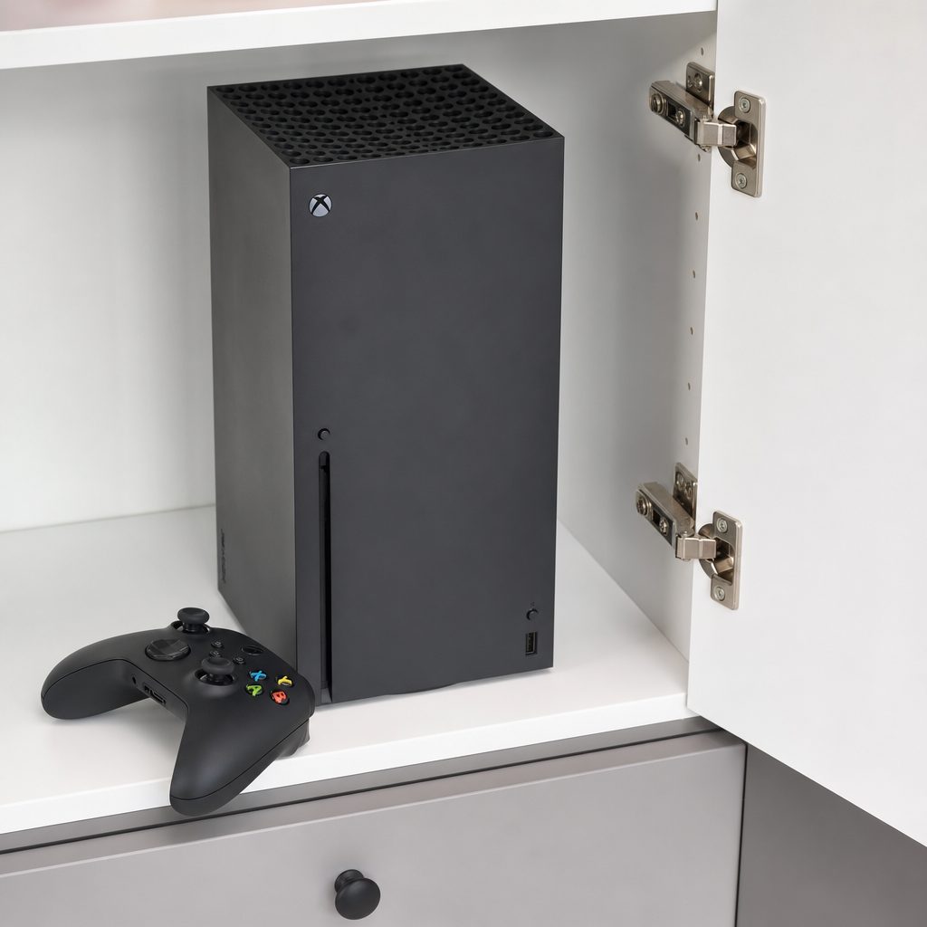 That square footprint of 15.1cm makes the Series X easy to tuck into a cabinet — but the 30.1cm height means you'll want to check your shelf clearance first.