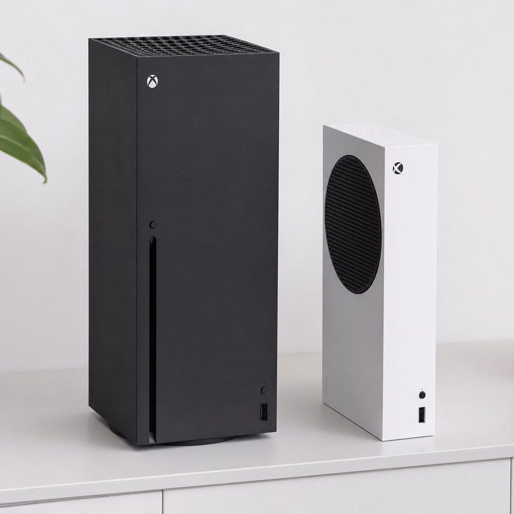 The Series S (right, for scale) is roughly 60% smaller by volume — a genuinely tidy machine, though its price has climbed too.